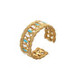 Classic geometric atmosphere women's stainless steel creative opening retro hollow adjustable ring