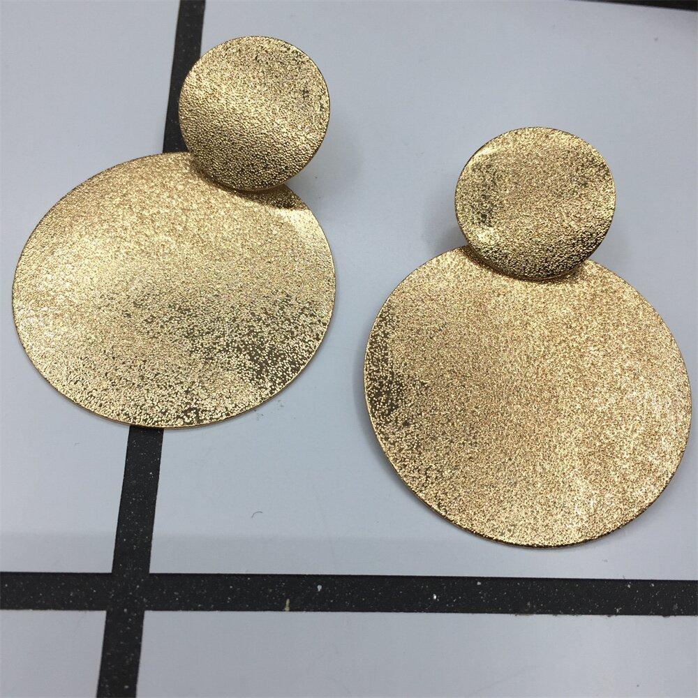 Large and small frosted disc earrings exaggerated atmosphere dance performance earrings jewelry
