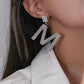 Ins full diamond letter earrings female fashion temperament niche design English letter earrings temperament earrings tide
