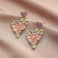 Ins Pink Girl Broken Diamond Peach Heart Earrings Cute Personality Heart Stud Earrings Versatile Fashion Earrings