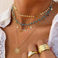 Jewelry Retro Ethnic Turquoise Clavicle Necklace Female Simple Metal Faceplate Sequin Necklace