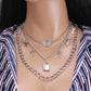 Minority Design Diamond Butterfly Necklace Female Simple Versatile Padlock Key Pendant Clavicle Chain Multi-layer Set Chain
