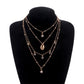 Jewelry Ladies Full Diamond Hexagram Pendant Necklace Multilayer Hip Hop Retro Rhinestone Shell Jewelry