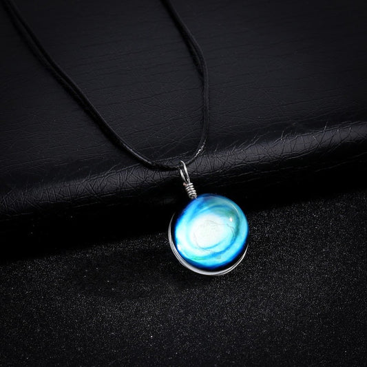 Harajuku Universe Fantasy Star Pendant Time Gem Handmade Glass Ball Luminous Necklace Jewelry