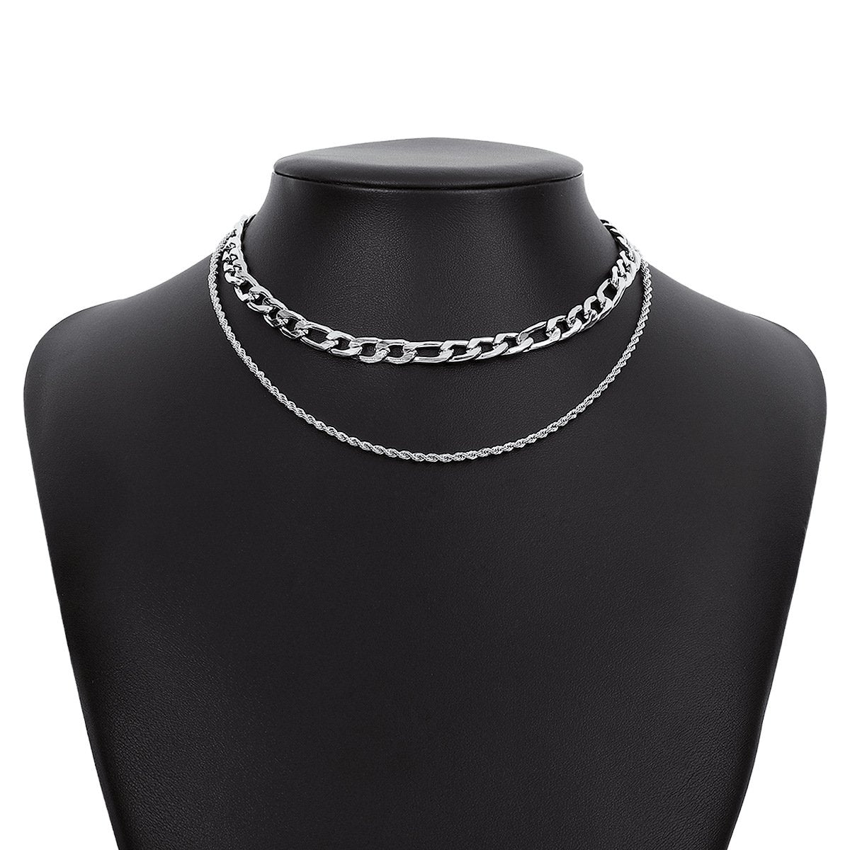 N8889 double-layer stacked necklace Cuban chain hip-hop punk necklace niche geometric personality clavicle chain