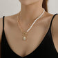 Jewelry rice grain pearl lock-shaped scallop pendant necklace female trend personality fashion simple necklace