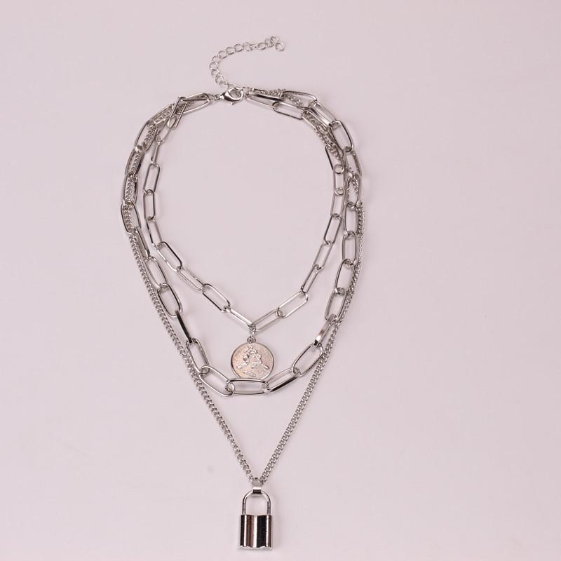 Jewelry Creative Fashion Elements Necklace Simple Retro Lock Pendant Necklace Female