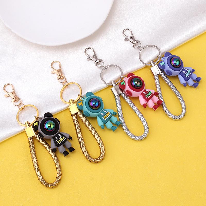 Violent lightning bear cartoon key chain couple school bag doll key pendant bag pendant car key
