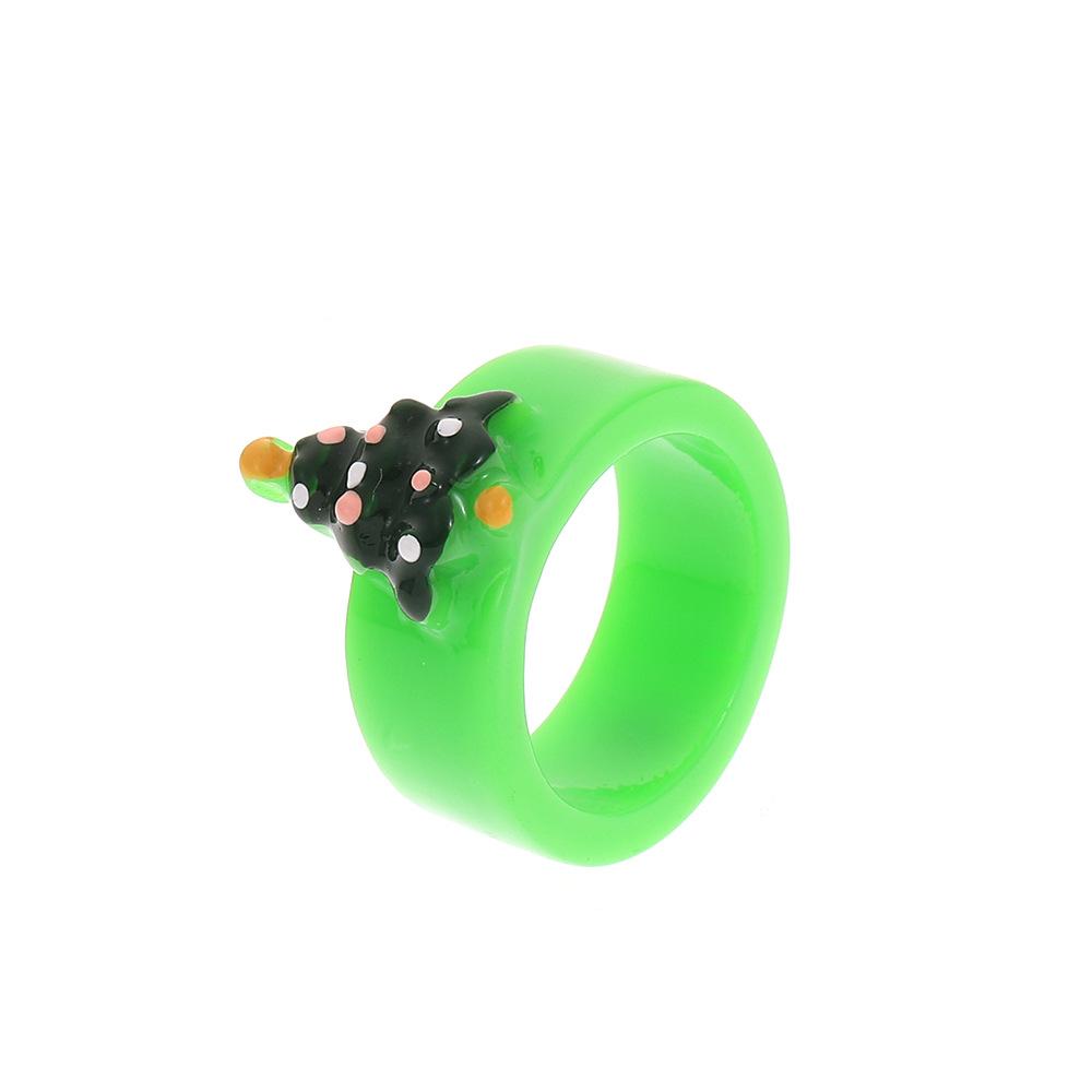 Christmas cartoon resin ring female fashion personality Santa Claus Christmas tree elk index finger ring cute ring