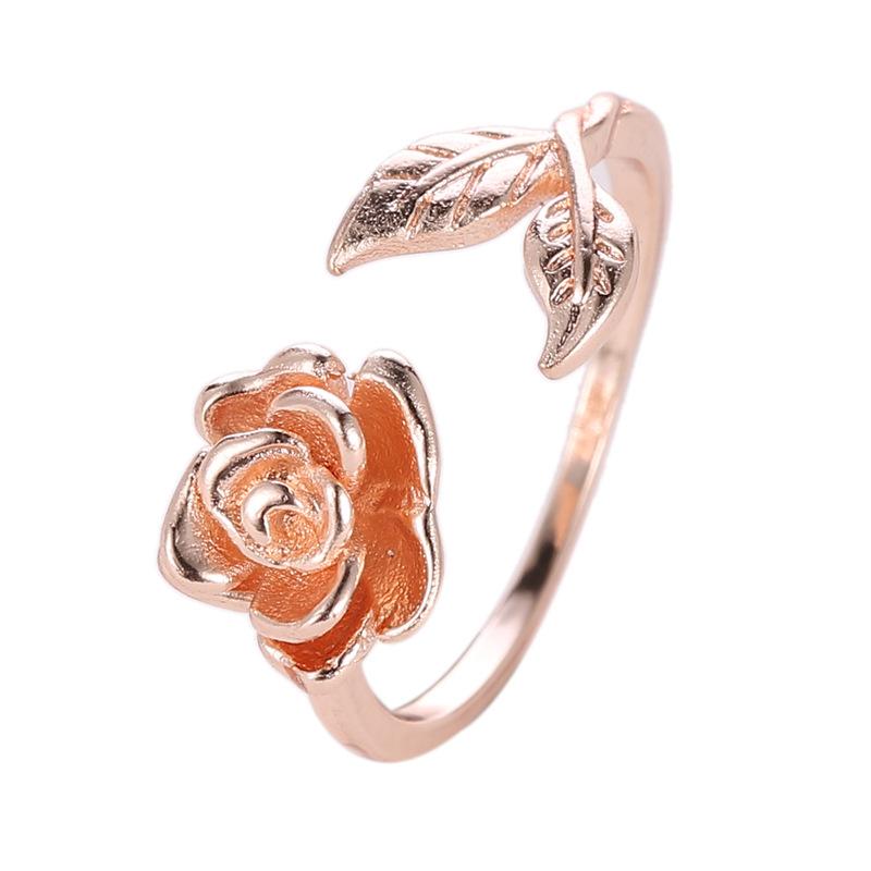 Ring Vintage Rose Flower Women's Ring Personality Versatile Hand Jewelry Valentine's Day Gift