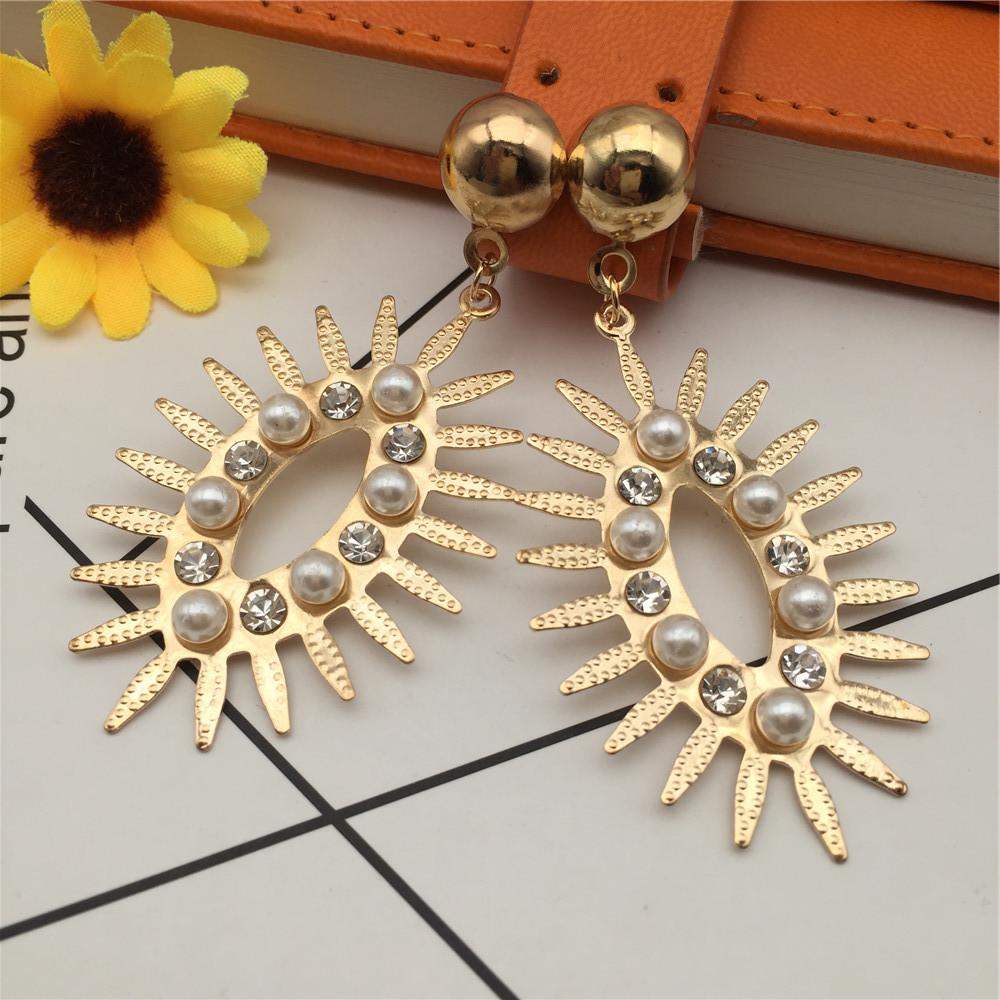 Sunflower Earrings Horse Eye Earrings Diamond Pearl Earrings Female Earrings