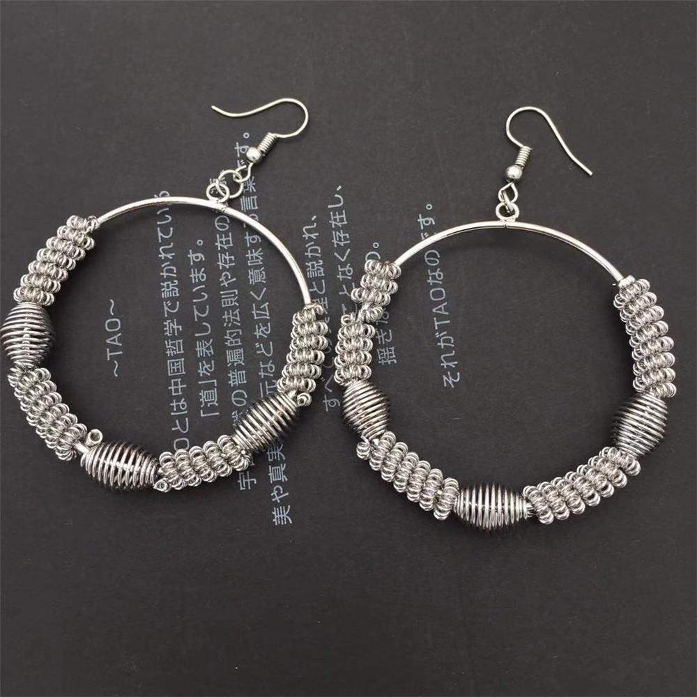 Exaggerated personality hollow single-ring bamboo spring large hoop earrings versatile hoop earrings earrings for women