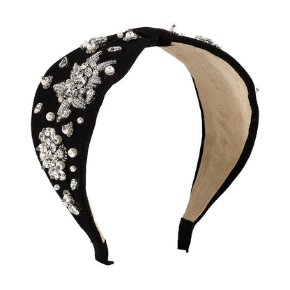 F4228 Baroque retro wide-brimmed headband female pearl rhinestone exaggerated palace party dinner headband