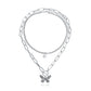 Jewelry ins fashion double bamboo snake bone chain OT buckle pearl stripe butterfly pendant necklace female