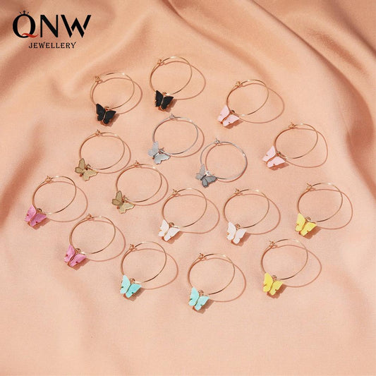 Earrings ing temperament color acrylic butterfly earrings fresh and simple butterfly ear buckle female