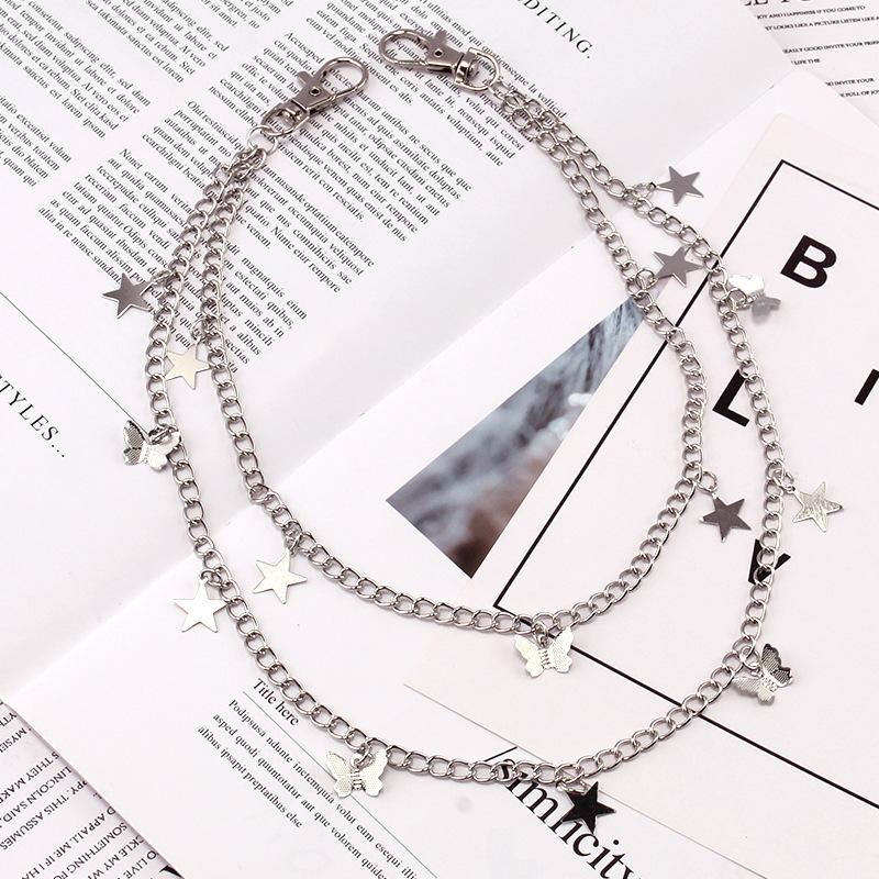 Jewelry popular alloy butterfly body chain female punk exaggerated personality star double waist chain