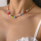 Bohemia Vacation Small Daisy Flower Necklace Simple Colorful Rice Beads Beaded Necklace Women
