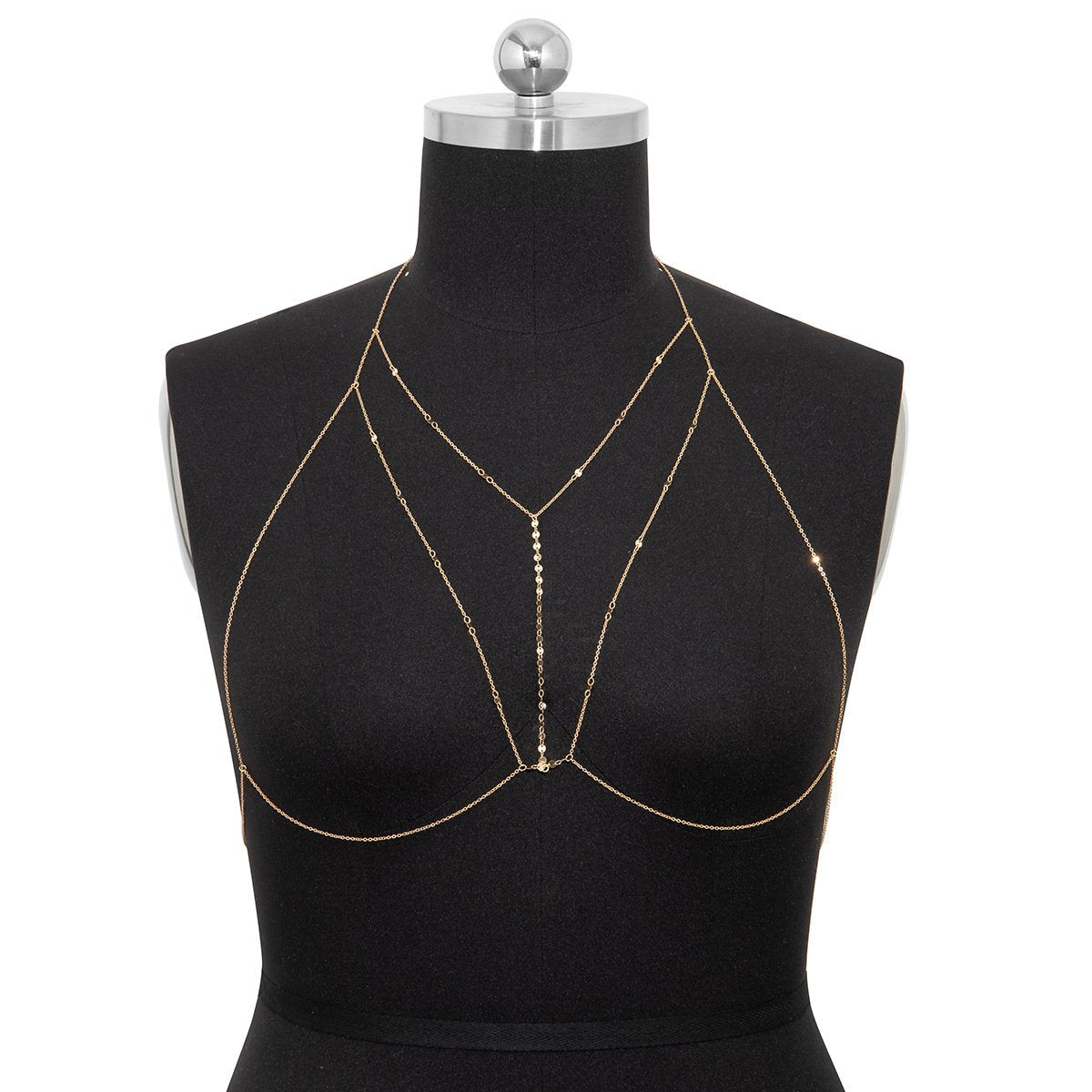 Jewelry simple sequins multi-layer cross body chain sexy street shooting chain geometric chest chain female