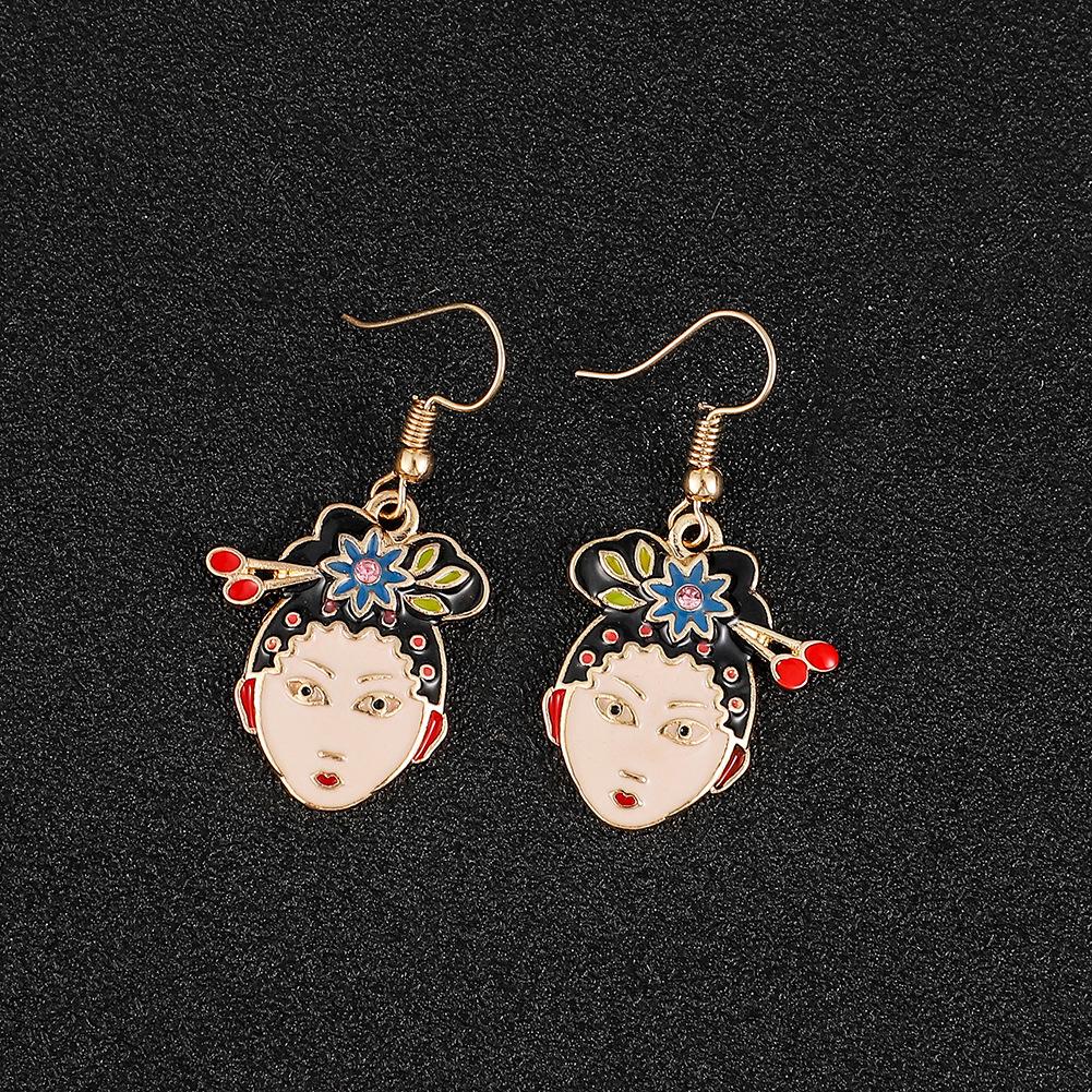 Fashion jewelry personality ancient Chinese beauty avatar earrings exaggerated ancient hair bun human head earrings female