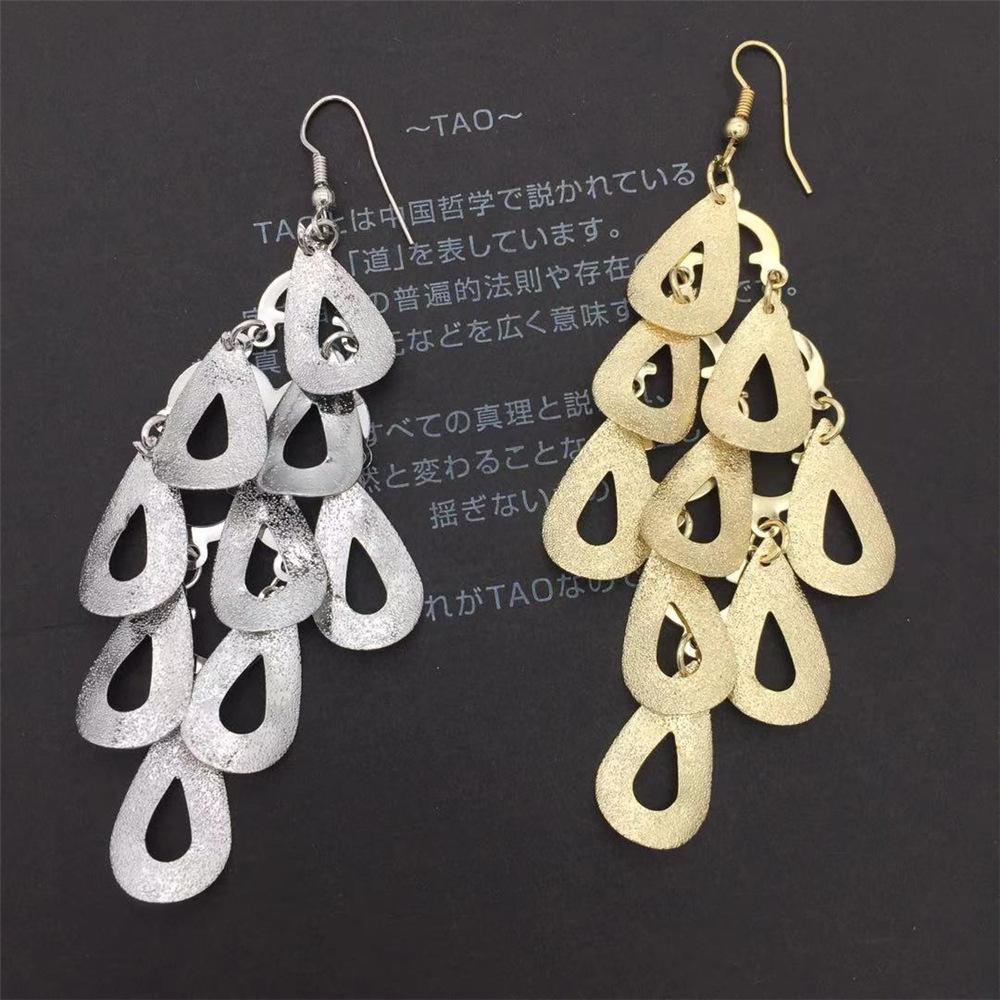 Fashionable Frosted Water Drop String Earrings Long Women Exaggerated Earrings