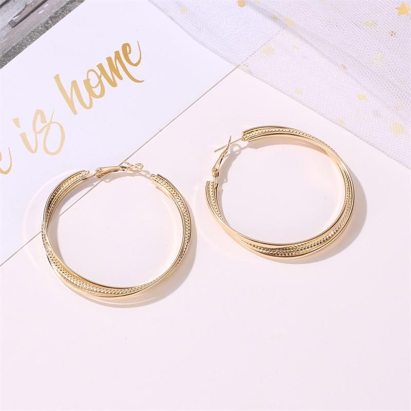 Earrings fashion simple three-layer cross earrings earrings exaggerated geometric multi-layer large circle earrings