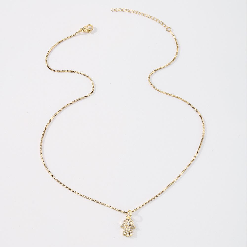 ZN55 fashion necklace creative palm eyes micro-inlaid zircon necklace retro simple single-layer necklace