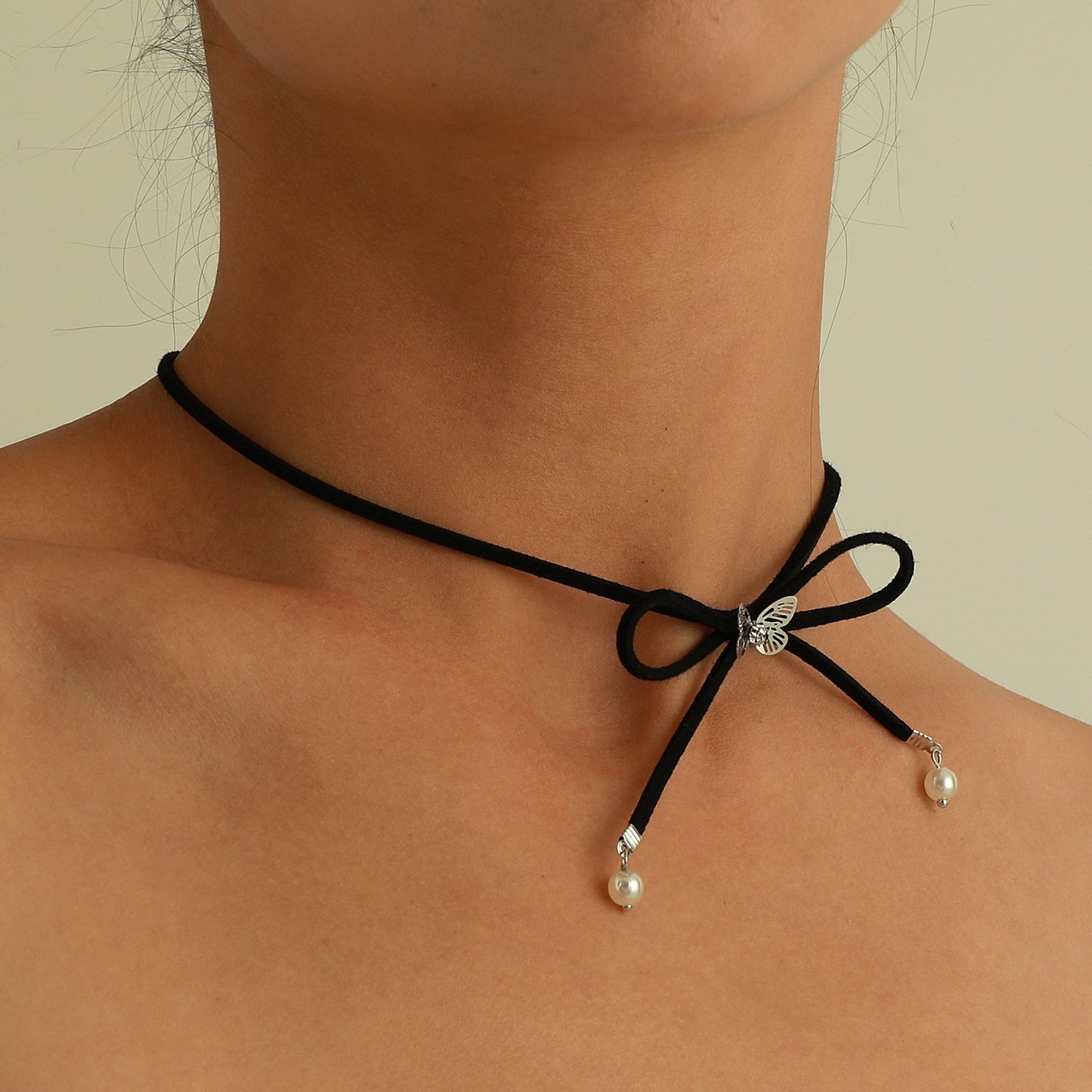 Jewelry Trendy Night Fur Rope Butterfly Necklace Women's New Exaggerated Pearl and Diamond Necklace