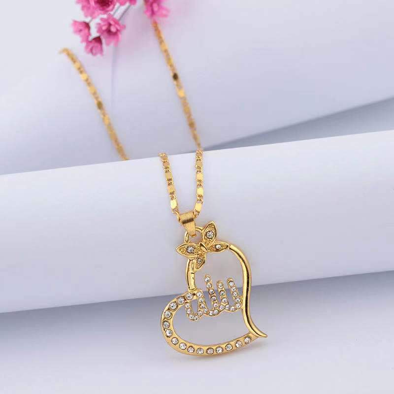 Jewelry Creative Heart Full Diamond Fashion Hollow Pendant Personality Heart Butterfly Necklace Jewelry