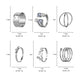 Fashion Retro Butterfly Love Snake Spring Pearl Multi-Piece Ring Set Six-Piece Set Ladies Jewelry