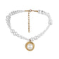 Fashion French Irregular Pearl Round Card Pendant Trendy Elegant Temperament Sexy Clavicle Necklace