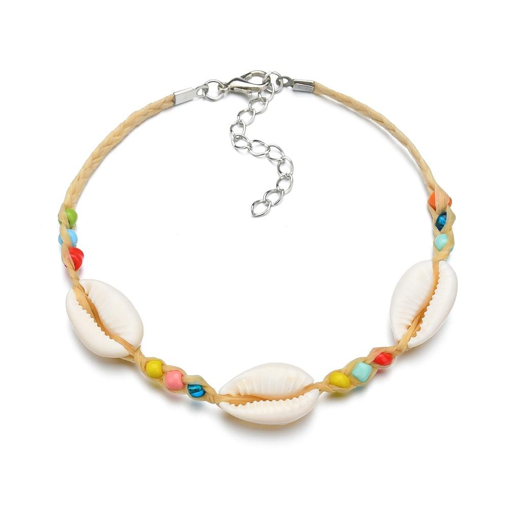 Accessories Bohemian Ethnic Mixed Color Rice Bead Bracelet Female Shell Anklet