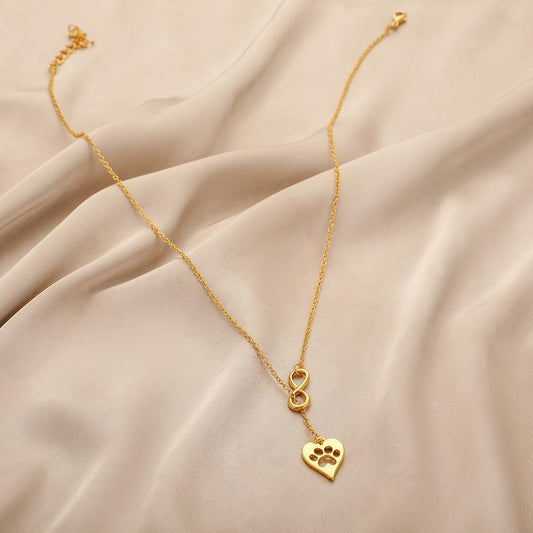 Simple Fashion Heart Tassel Pendant Necklace Bowknot Dog Paw Pendant Ladies Jewelry