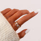 Retro Fashion Ladies Stainless Steel Simple Opening Adjustable Hollow Heart Oil Drip Ring