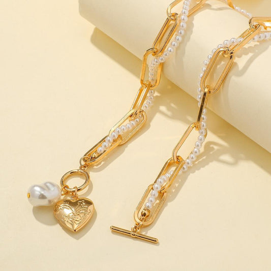 Dongdaemun Metal Love Pearl Pendant Creative Can Open Heart Box Mix and Match Chain Necklace