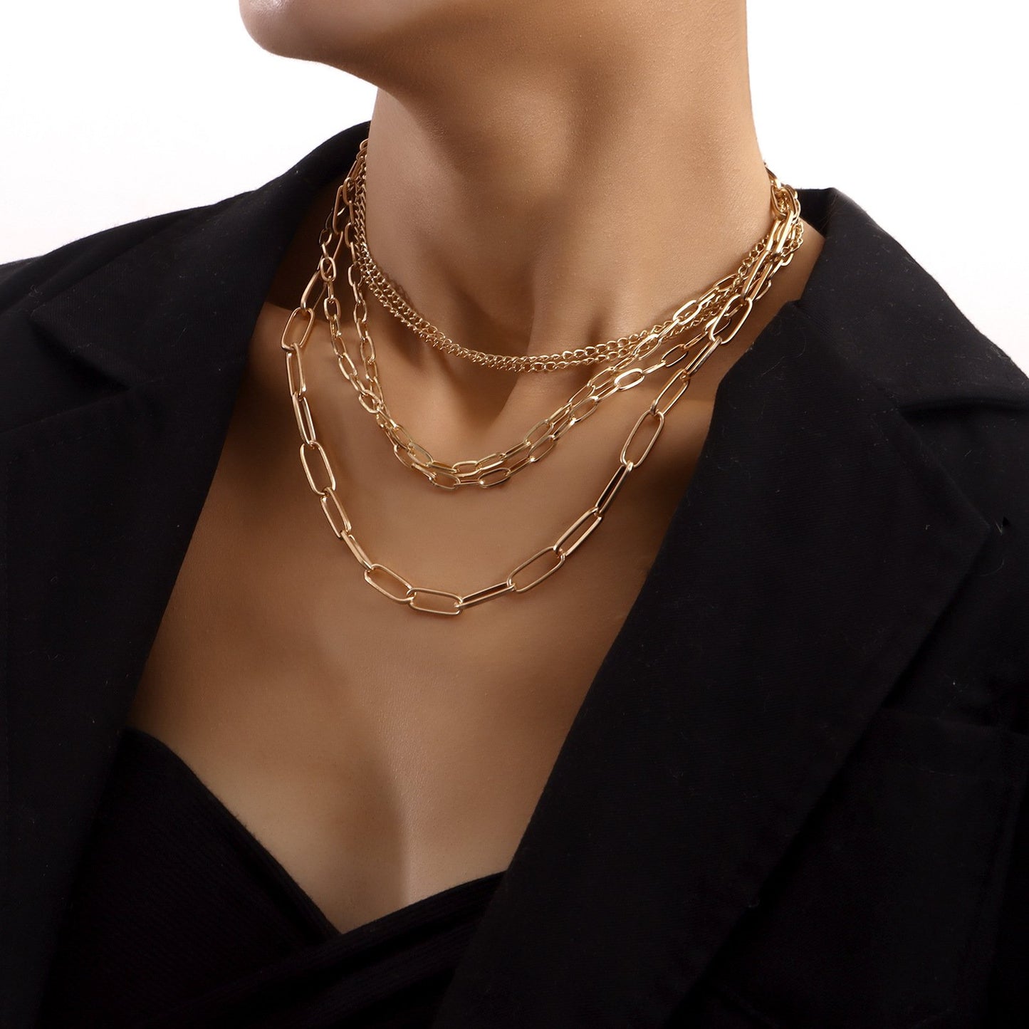 Jewelry Retro Multi-layer Paper Clip Bamboo Clavicle Chain Necklace Female Trend Female Necklace