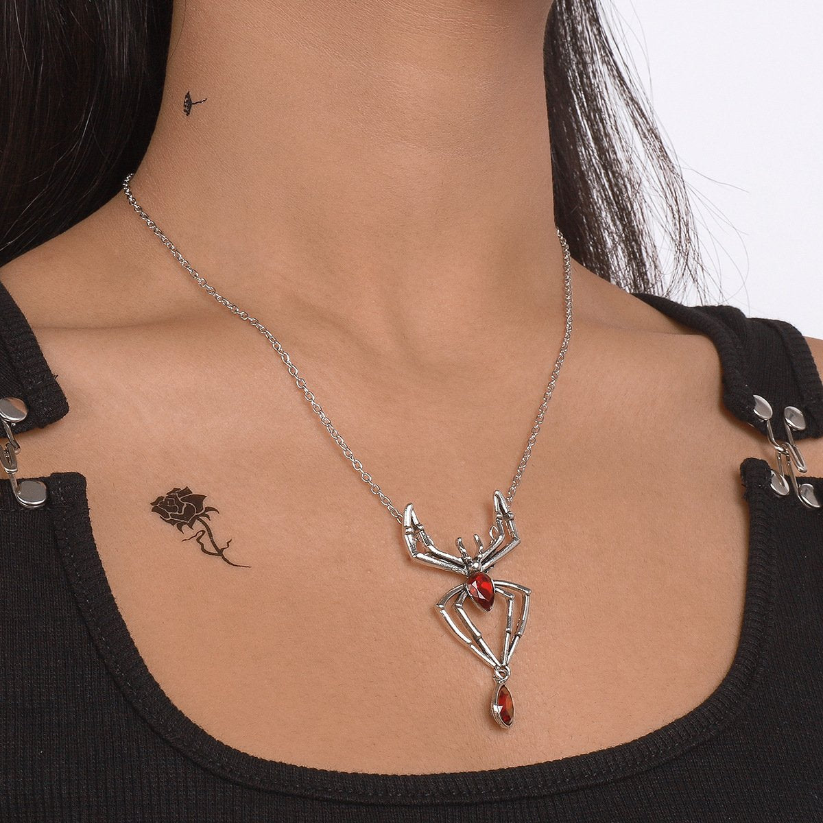 N7763 creative personality necklace ruby spider pendant glass diamond necklace halloween party necklace