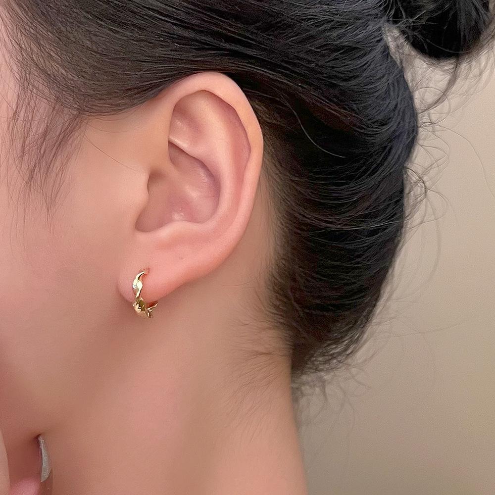 Ins wavy twist earrings female fashion temperament matte irregular geometric earrings simple net red earrings