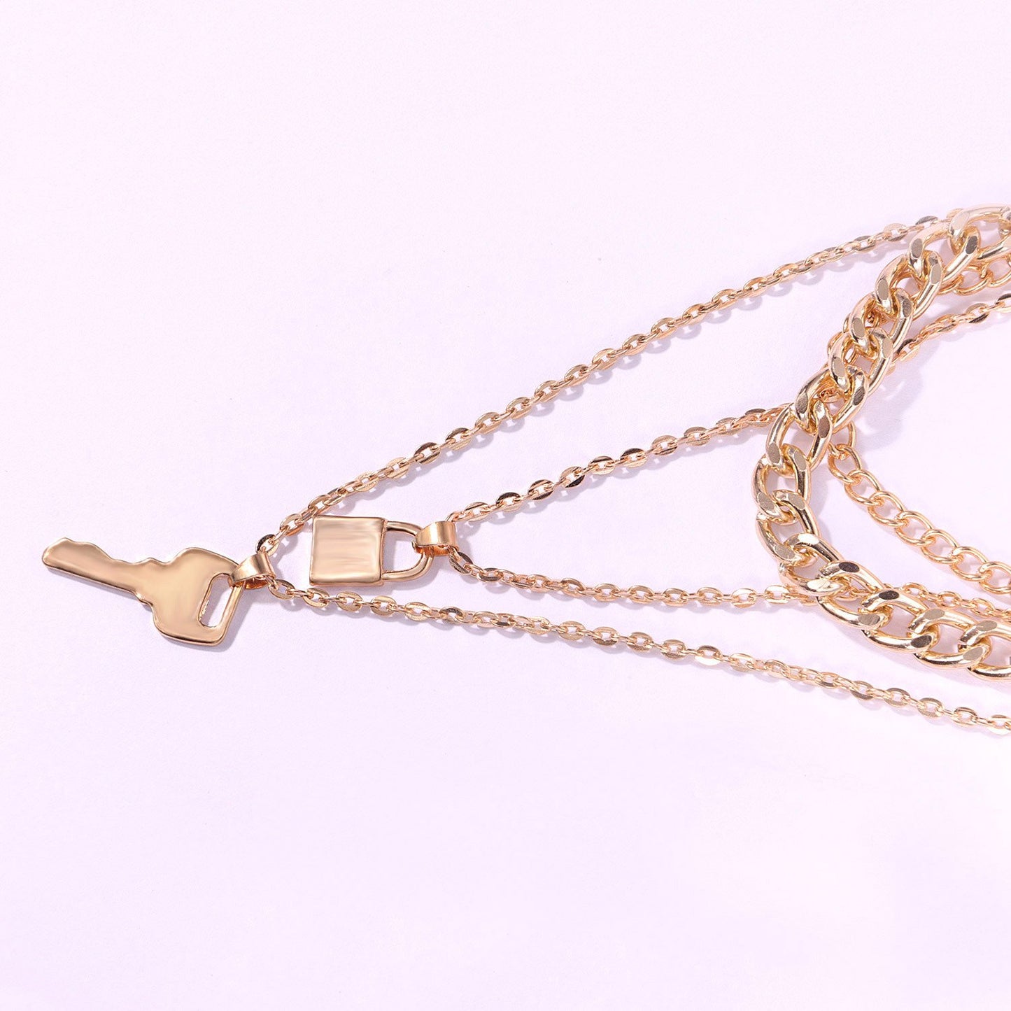 Jewelry popular key lock pendant necklace female punk retro exaggerated multi-layer necklace