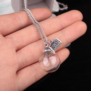 Creative Wish Dandelion Seed Glass Ball Pendant Necklace Fashion Handmade Jewelry