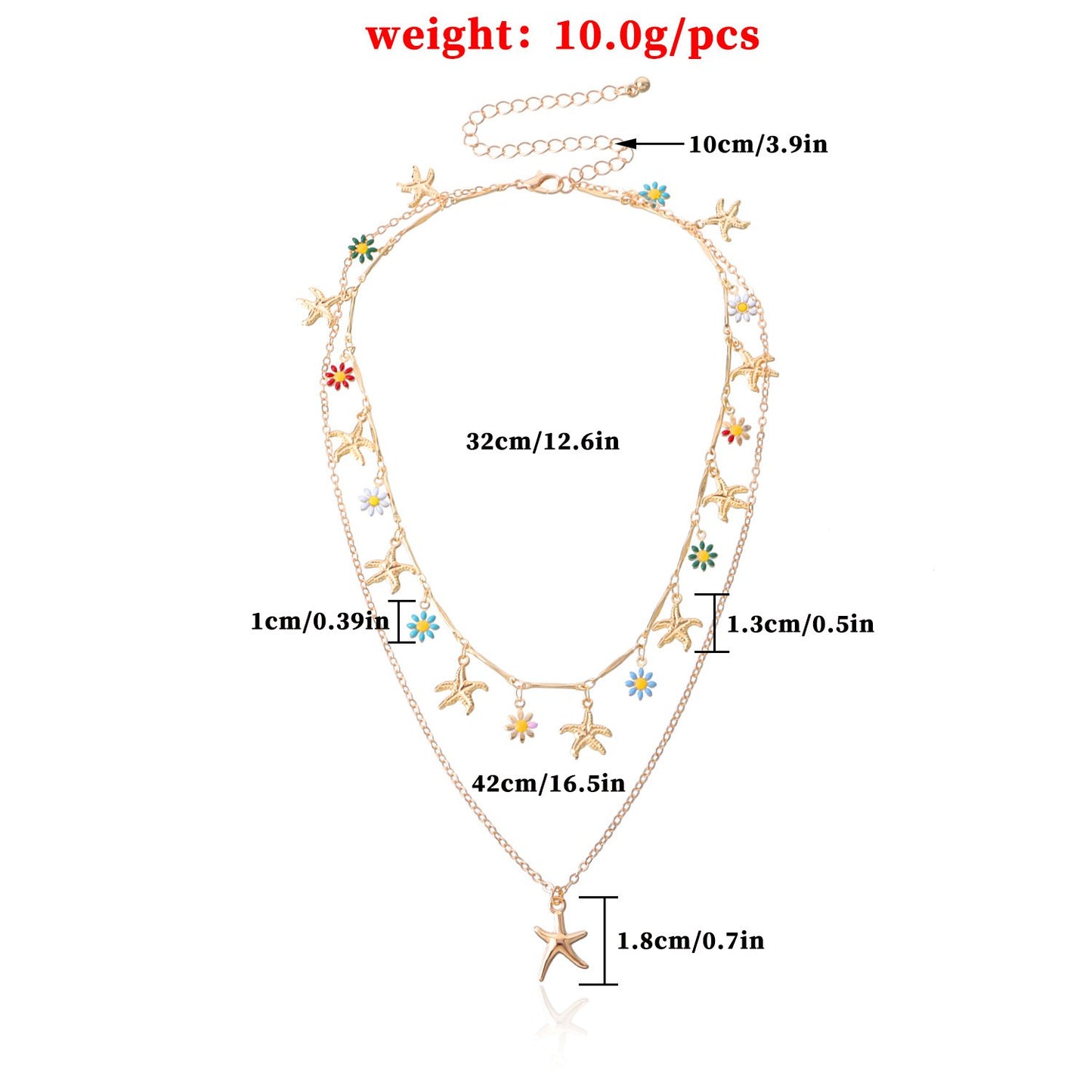 Jewelry Hawaiian Alloy Starfish Pendant Necklace Femininity Popular Drop Glaze Flower Necklace