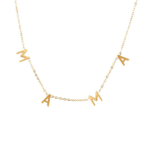 MAMA Stainless Steel Titanium Steel Necklace Small Letters DIY Pendant Mother's Day Ornaments