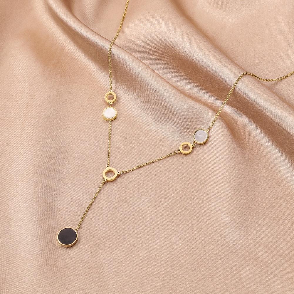 Stainless Steel Necklace Black Drip Titanium Steel Ring Clavicle Chain Classic Simple Necklace Not Fading Accessories