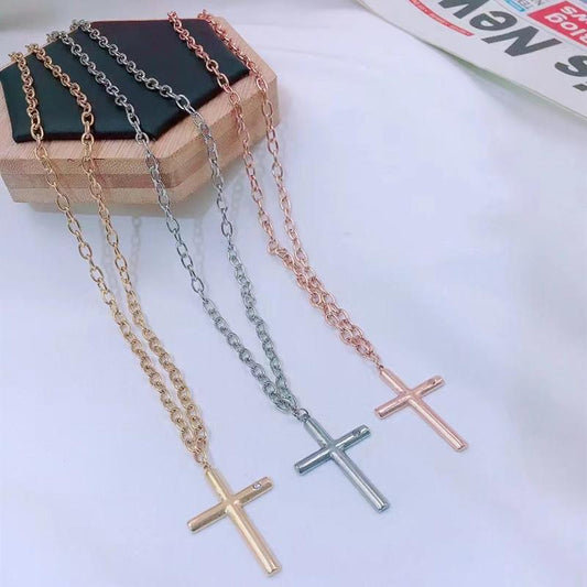 Jewelry fashion personality trend exaggerated necklace retro cross pendant long collarbone necklace