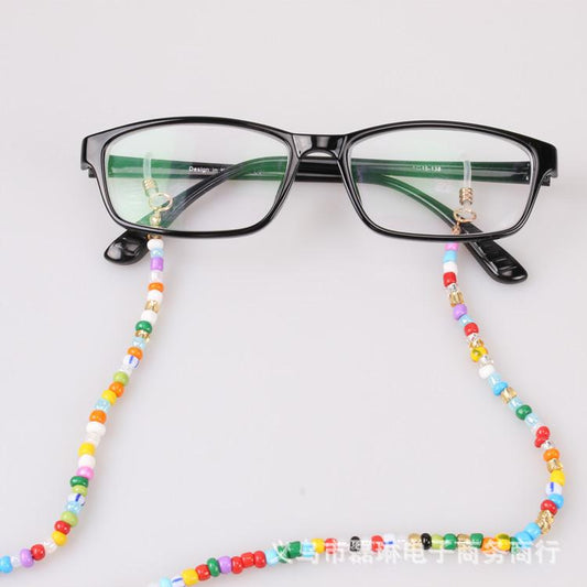 Temperament style female workers wear color bead glasses hanging chain glasses rope sunglasses fashion anti-lost chain