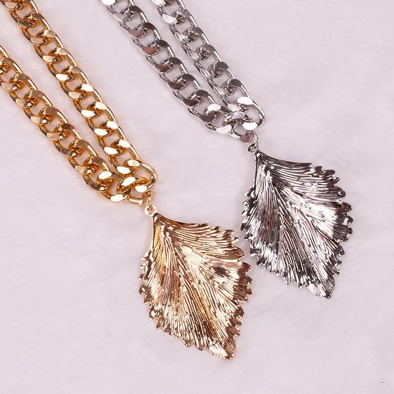 Jewelry Personality Fashion Exaggerated Big Leaf Pendant Necklace Female Simple Single Layer Geometric Necklace