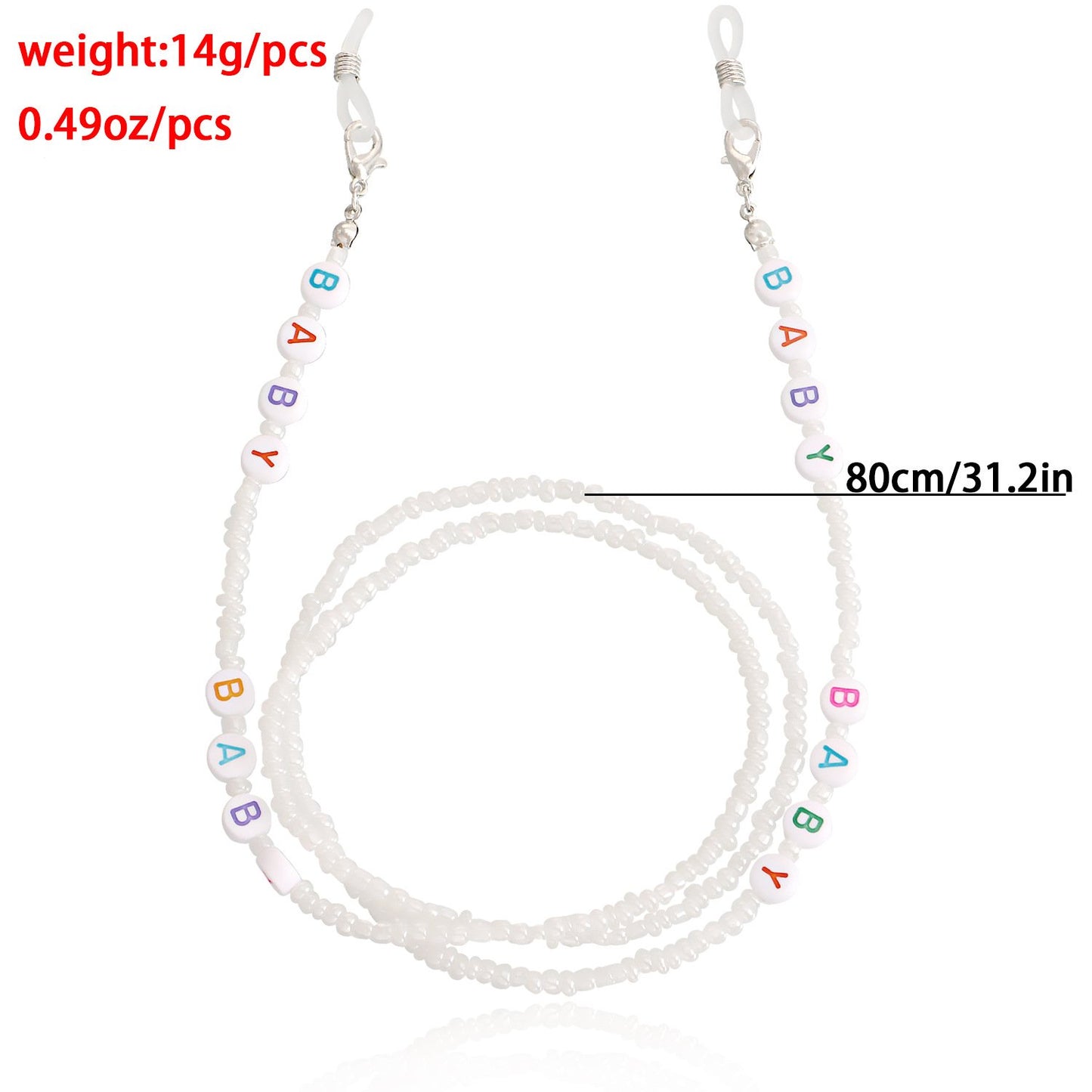 Jewelry bohemian letter LOVE colorful rice bead glasses chain accessories non-slip mask hanging chain