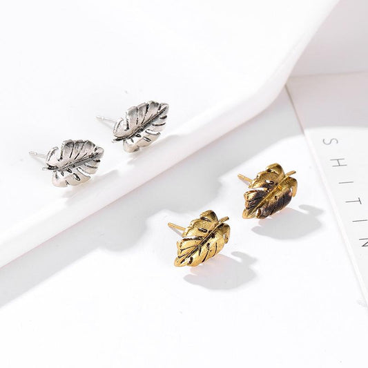 Creative Earrings Fashion Design Turtle Leaf Earrings Alloy Plating Leaf Stud Earrings