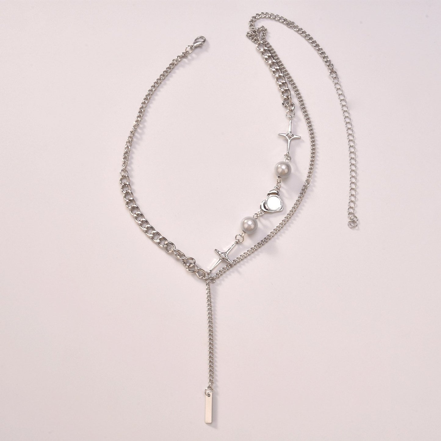 Jewelry punk trendy word tassel pendant necklace female luminous pearl diamond star pendant