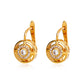 Retro round earrings copper inlaid zircon creative hollow earrings ins temperament French earrings jewelry female
