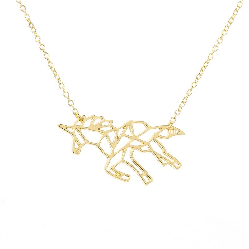Jewelry, Fashion Pegasus Pendant Necklace Simple Hollow Horse Clavicle Chain, Explosive Style